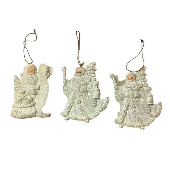 Set of 3 Giltter Santa Christmas Ornaments - Picture 1 of 4